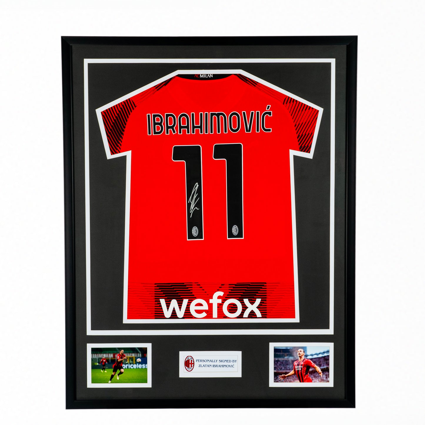 Zlatan Ibrahimovic Back Signed Manchester United 2021-22 Home Shirt with Fan Style Numbers In Classic Frame
