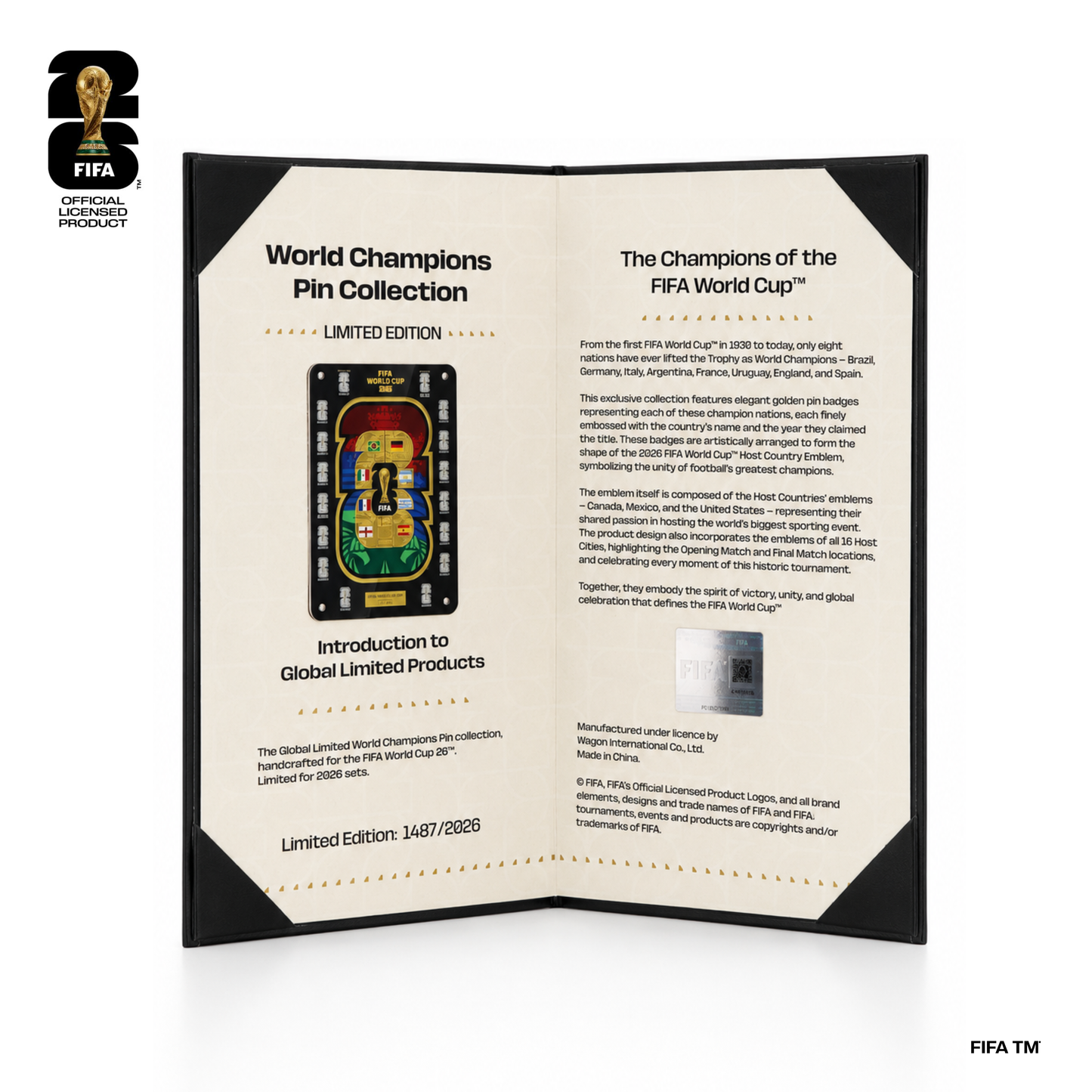 Limited Edition World Champion Pin Collection Set (DIY Champion Flag) with Certificate | FIFA World Cup 2026™️ Official Licensed Product