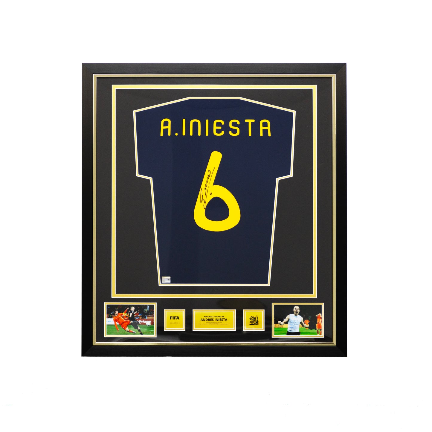 Andres Iniesta Official 2010 FIFA World Cup™ Back Signed and Framed Spain 2010 Away Shirt