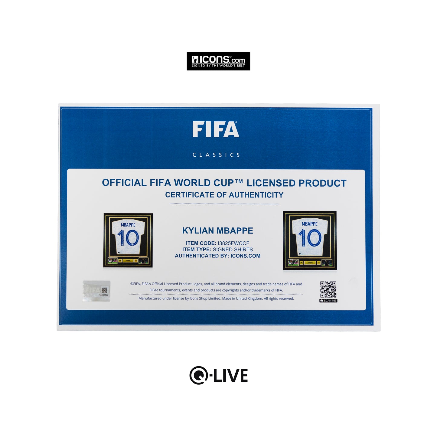 Kylian Mbappe Official FIFA World Cup™ Back Signed and Framed France 2022 Away Shirt