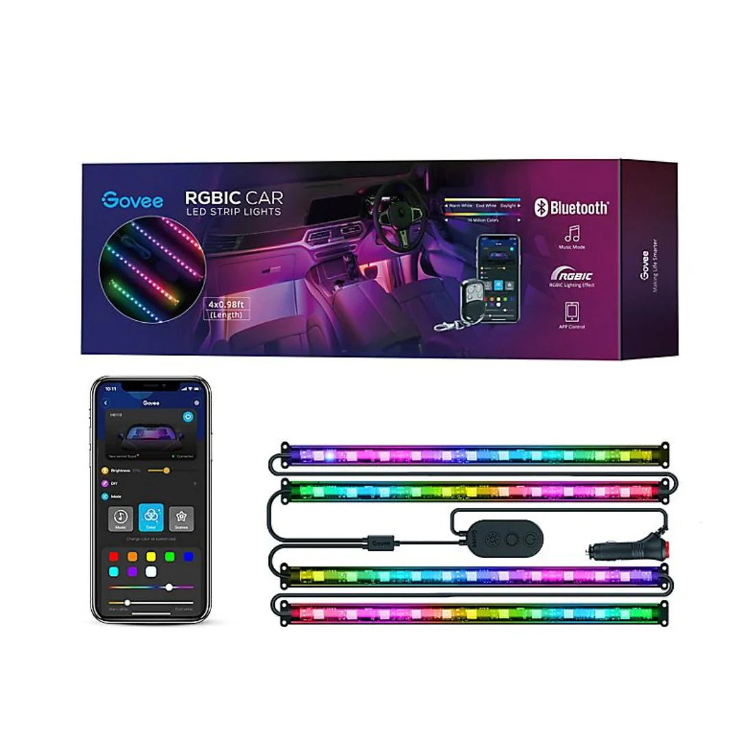 Govee RGBIC Interior Car Lights Without Remote Control