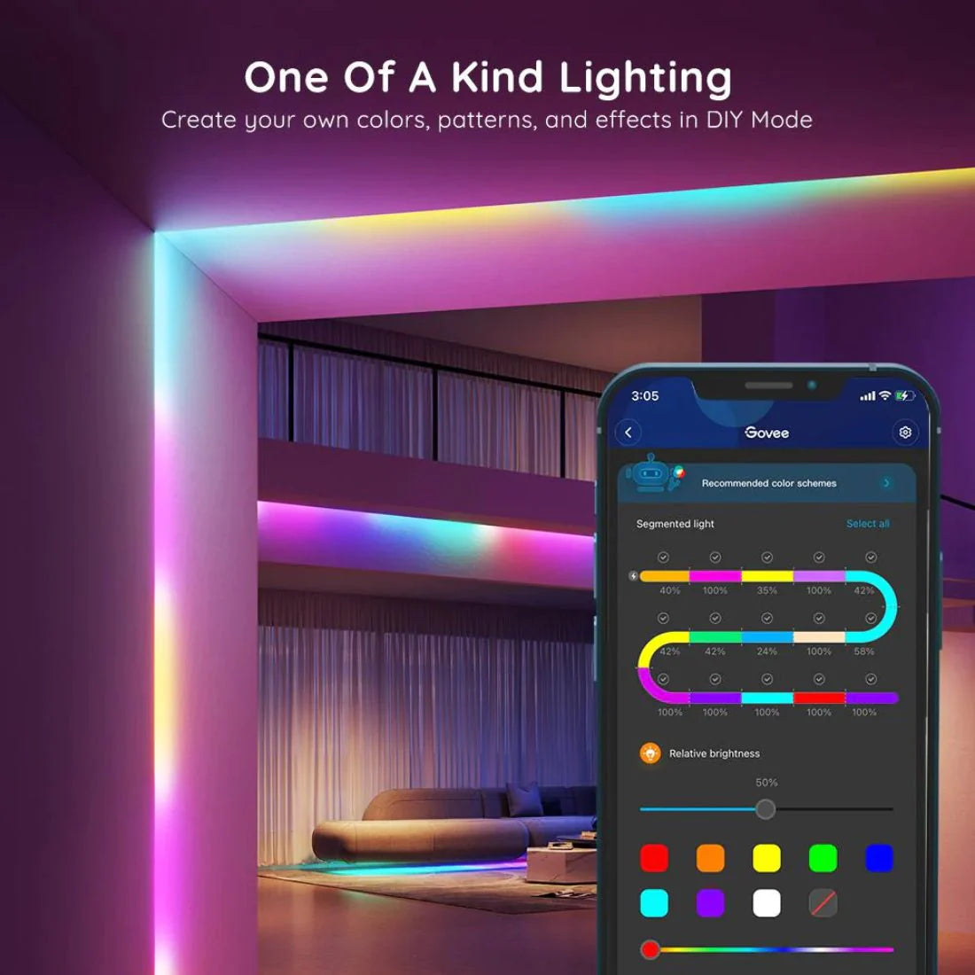 Govee RGBIC Basic Wi-Fi + Bluetooth LED Strip Lights - 5 Meters