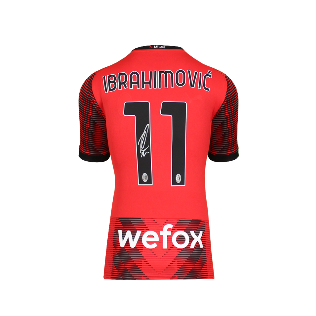 Zlatan Ibrahimovic Back Signed Manchester United 2021-22 Home Shirt with Fan Style Numbers In Classic Frame