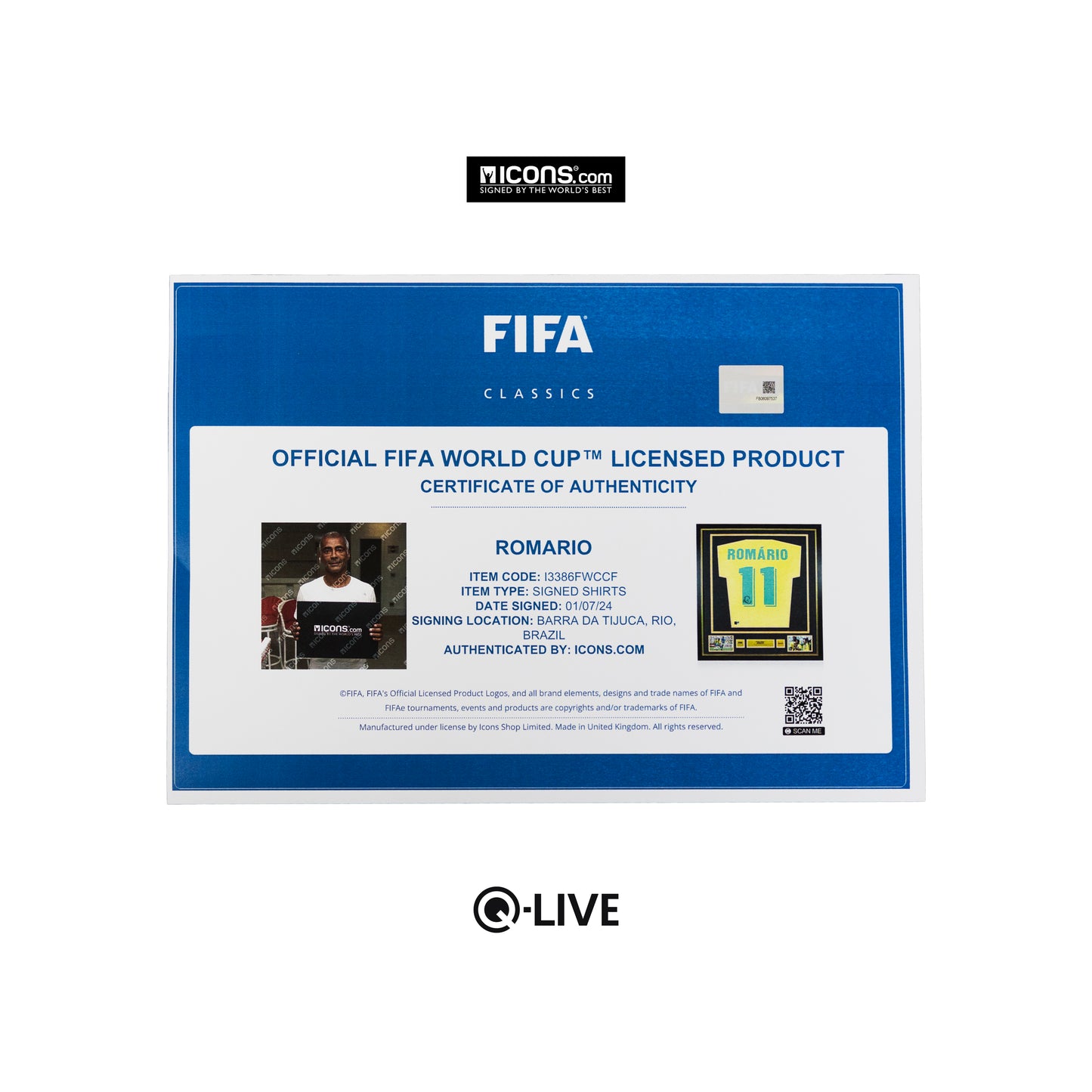 Romario Official FIFA World Cup™ Back Signed and Framed and Framed Brazil 1970 Retro Home Shirt