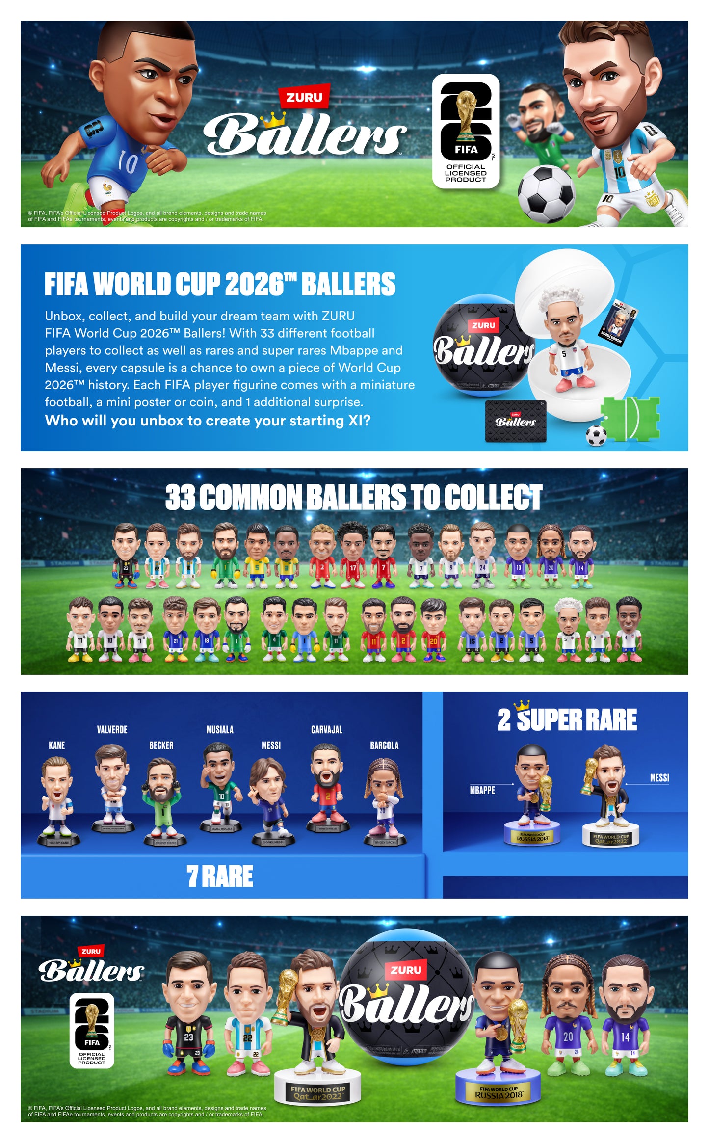 FIFA World Cup 2026™ Ballers Series– Official Licensed Product Surprise Unboxing Soccer Collectible Sports Toy, Ages 3+