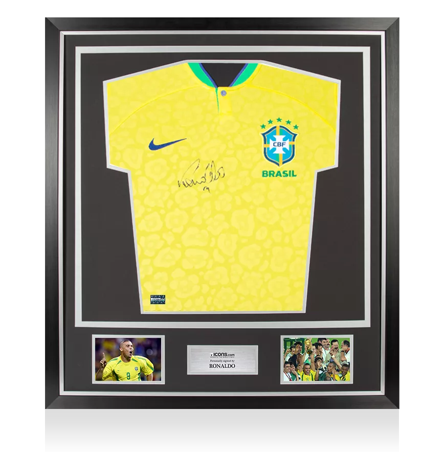 Ronaldo Nazario Front Signed Brazil 2022-23 Home Shirt