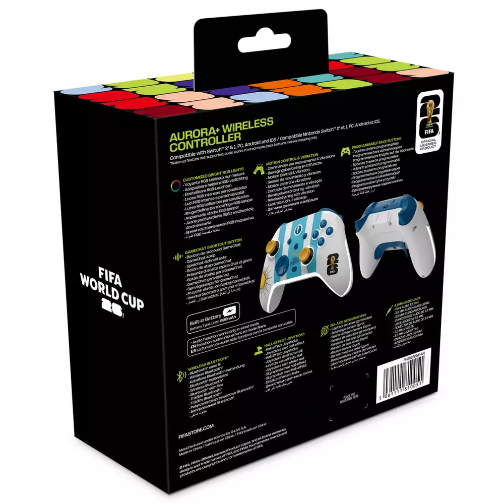 FIFA World Cup 2026™️ Official Licensed Product | AURORA+ Wireless Controller for Switch2*&1, PC, Android and IOS - Argentina