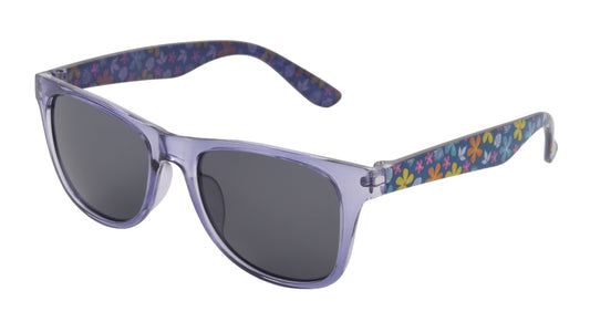 Sunglasses- Purple Cry with temple flower print, Smoke lens