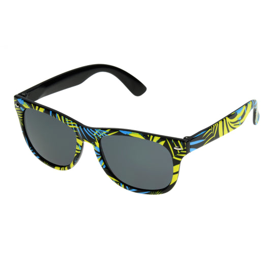 Sunglasses- Shiny Black, Black w/Palm Print, Way shape frame