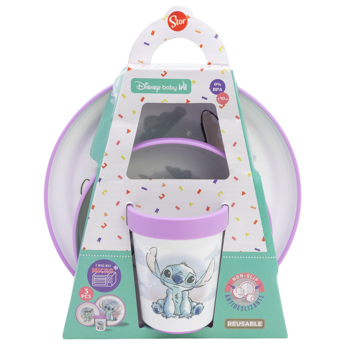 STOR TODDLER 3 PCS BICOLOR PREMIUM NON SLIP SET IN GIFT BOX STITCH CUDDLE ME