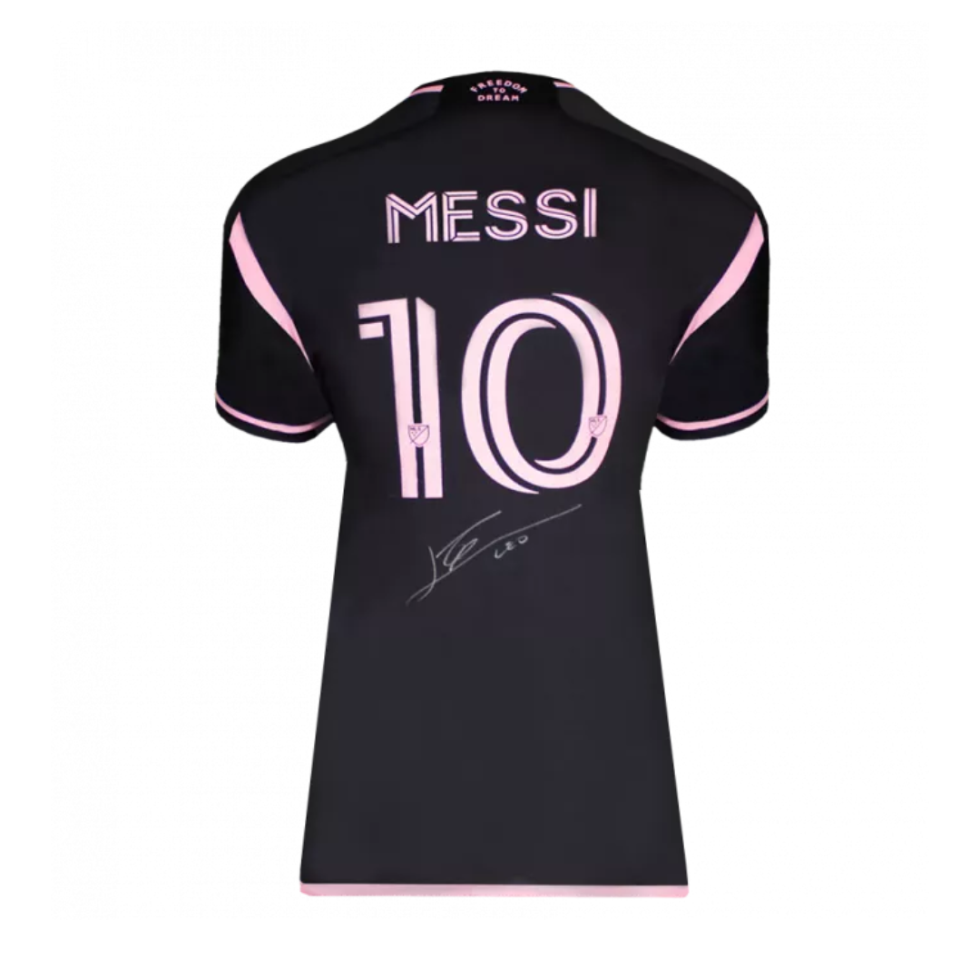 Lionel Messi Official Back Signed Inter Miami CF 2022-23 Away Shirt In Hero Frame