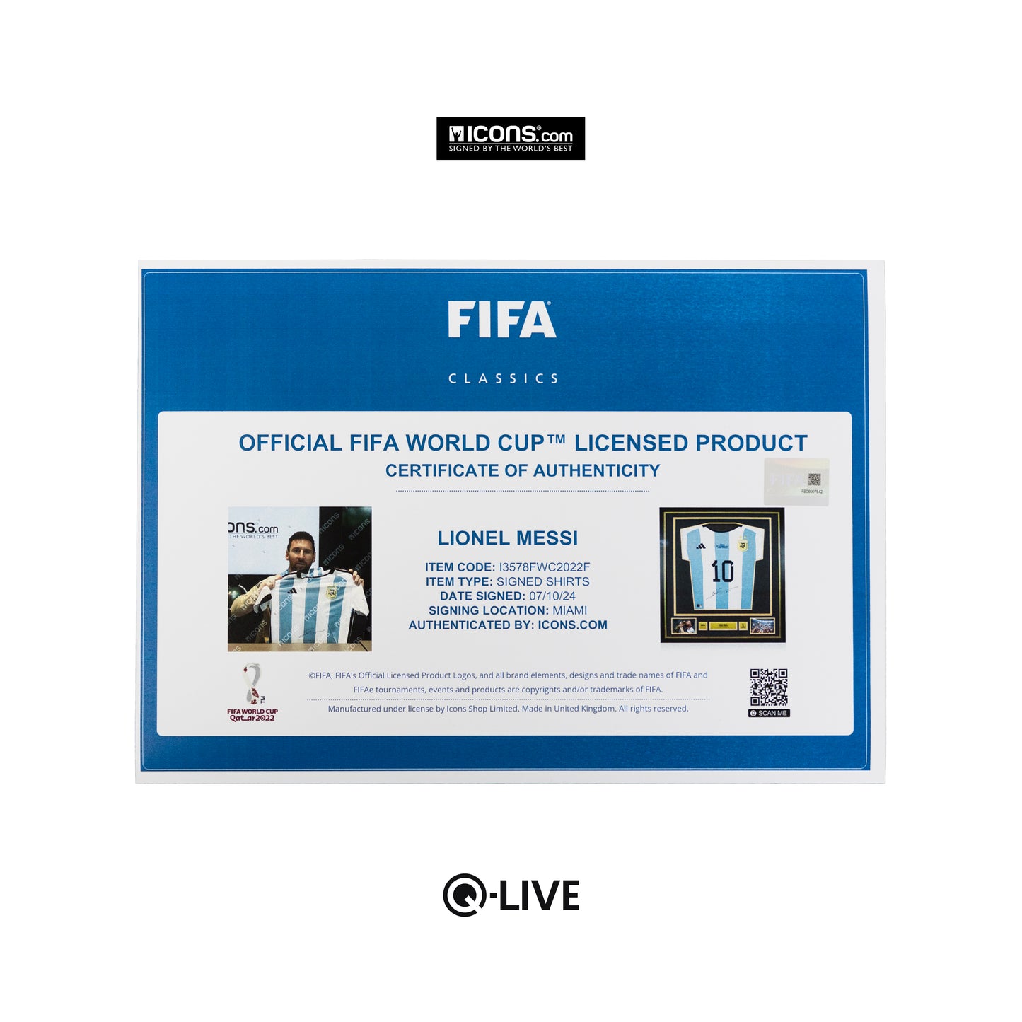Lionel Messi Official 2022 FIFA World Cup™ Back Signed and Hero Framed Argentina 2022 Home Shirt: Two Star Edition