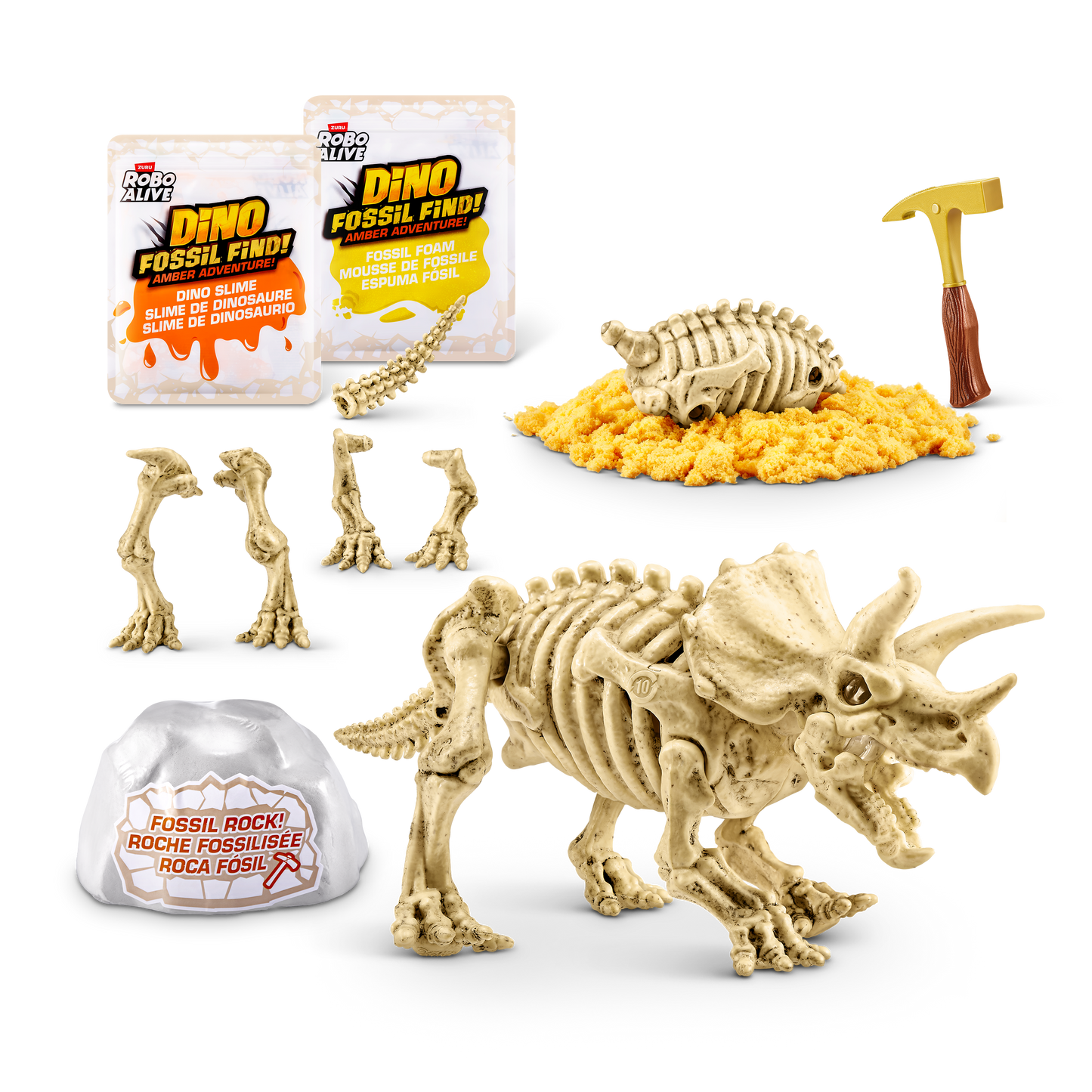 Robo Alive Fossil Find Amber Adventure (Triceratops) Surprise Toy 1pc