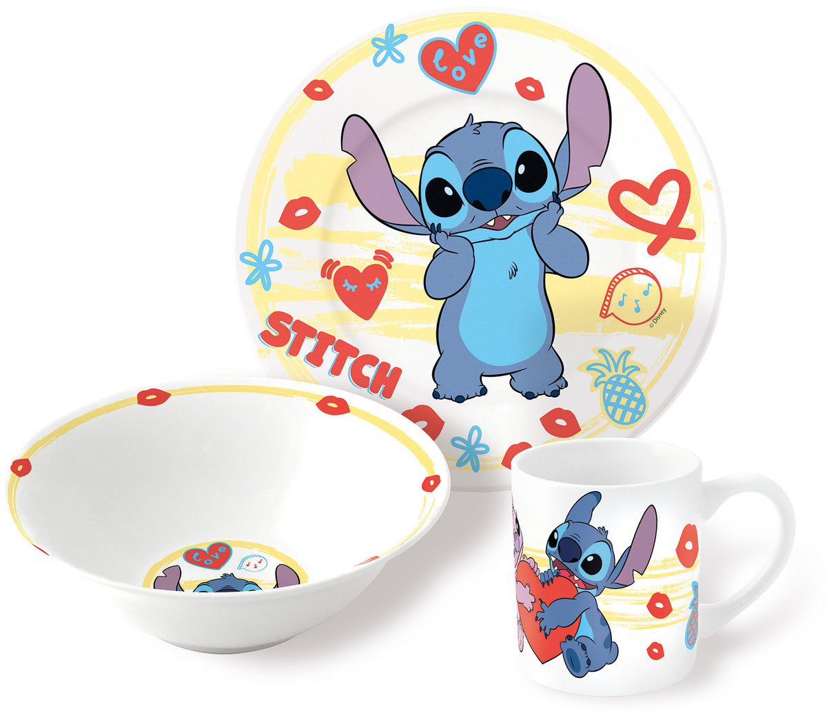 STOR 3 PCS CERAMIC SNACK SET IN GIFT BOX (BOWL, PLATE, MUG) STITCH ALOHA