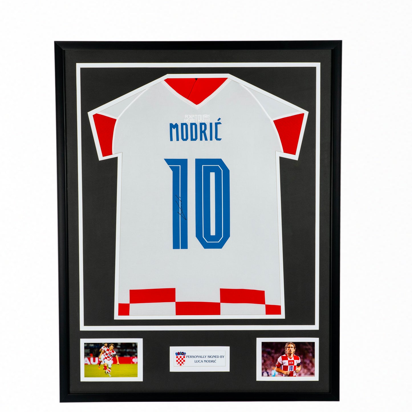 Luka Modrić Official UEFA EURO 2024 Back Signed and Framed Croatia 2020-21 Home Shirt with Fan Style Number