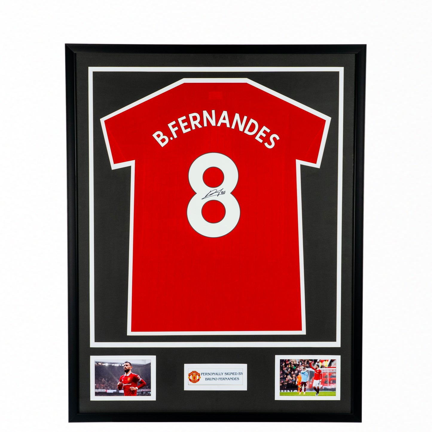 Bruno Fernandes Back Signed Manchester United 2022-23 Home Shirt With Fan Style Number In Classic Frame