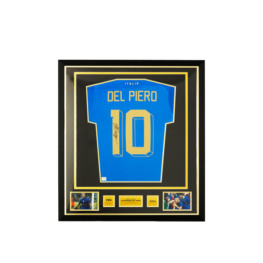 Alessandro Del Piero Official FIFA World Cup™ Back Signed and Framed Italy 2022-23 Home Shirt with Fan Style Numbers