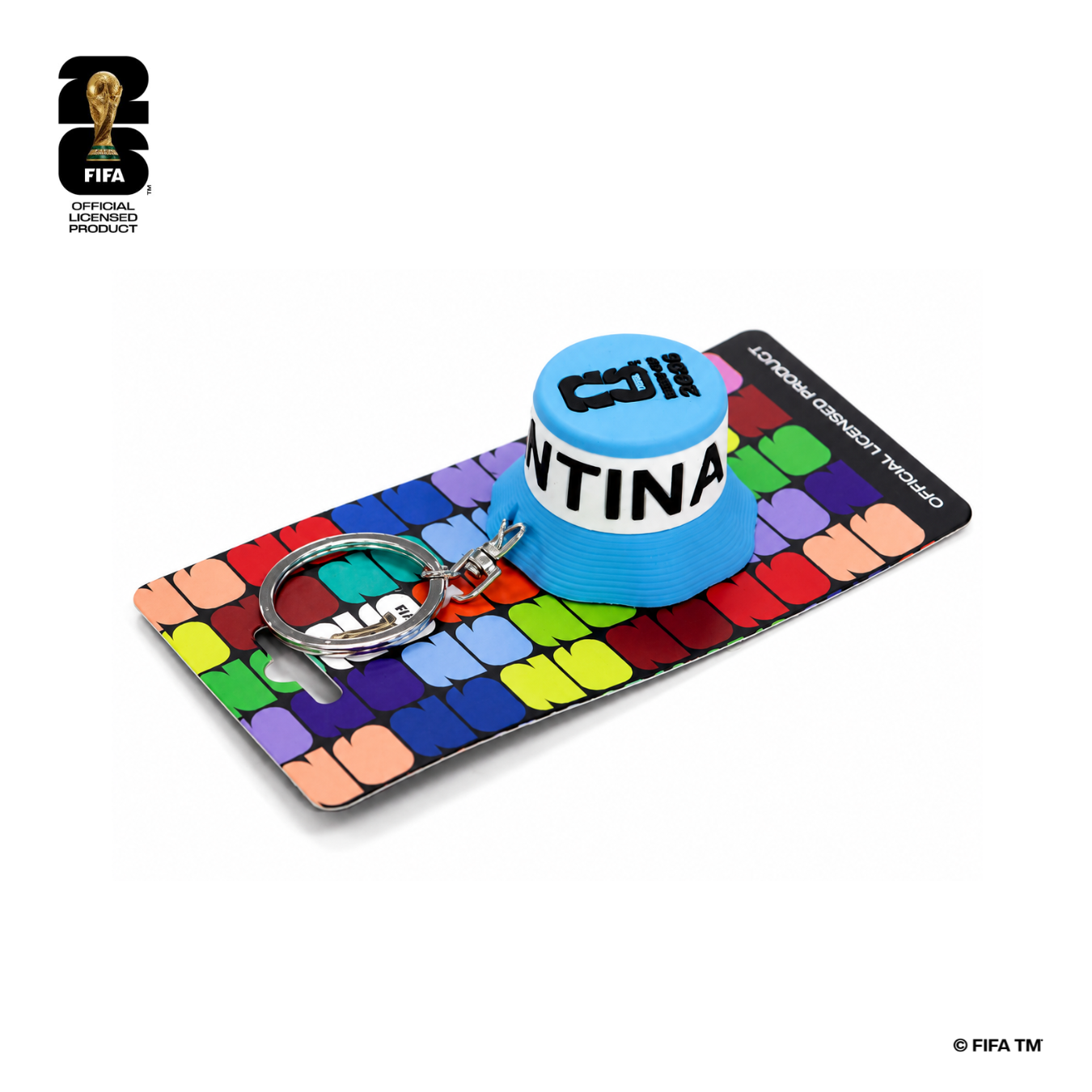 FIFA World Cup 2026™️ Official Licensed Product | Bucket Hat Bottle Opener Keychain - Argentina