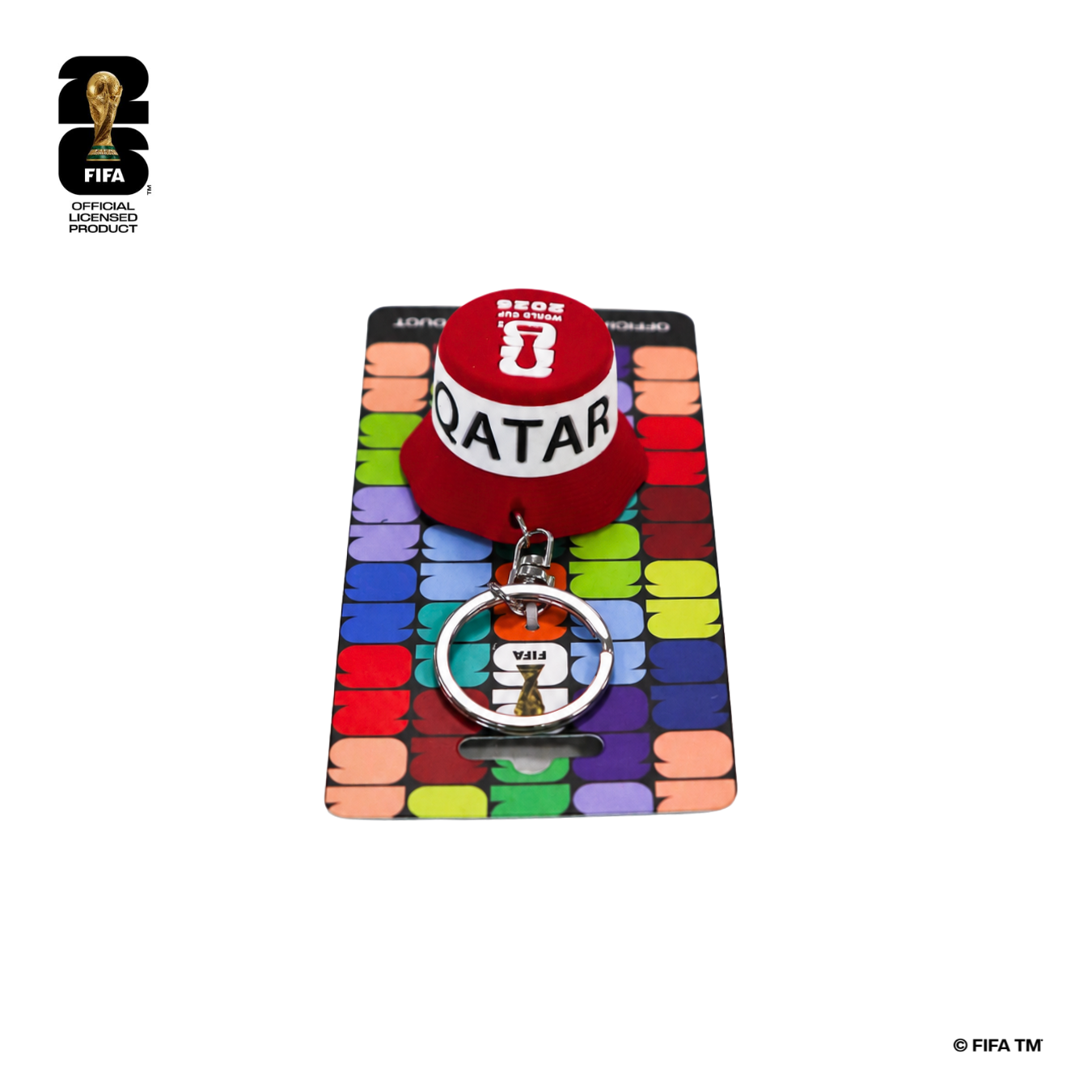 FIFA World Cup 2026™️ Official Licensed Product | Bucket Hat Bottle Opener Keychain - Qatar