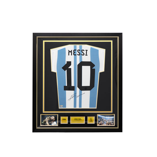 Lionel Messi Official 2022 FIFA World Cup™ Back Signed and Framed and Framed Argentina 2022 Home Shirt: Two Star Edition