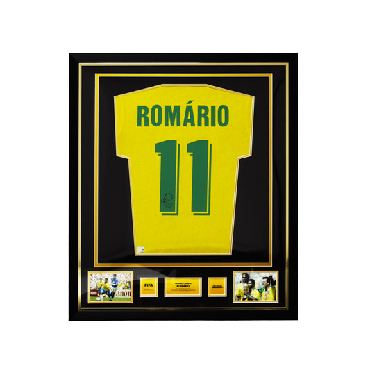 Romario Official FIFA World Cup™ Back Signed and Framed and Framed Brazil 1970 Retro Home Shirt