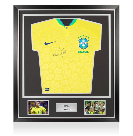 Ronaldo Nazario Front Signed Brazil 2022-23 Home Shirt