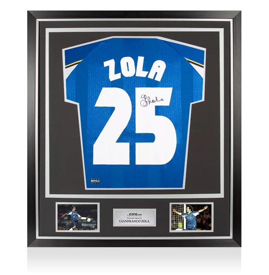 Gianfranco Zola Back Signed Chelsea FC 1998 Home Shirt: Cup Winners' Cup Final Edition