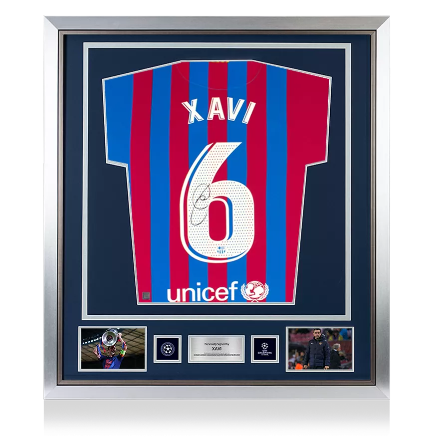 Xavi Back Signed FC Barcelona 2021-22 Home Shirt