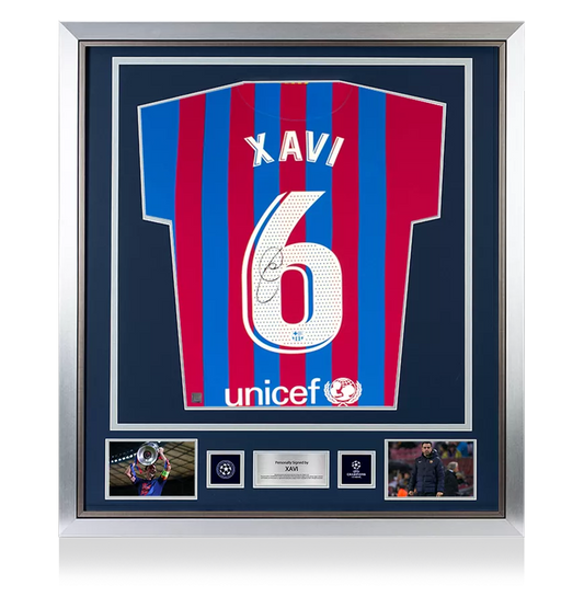 Xavi Back Signed FC Barcelona 2021-22 Home Shirt