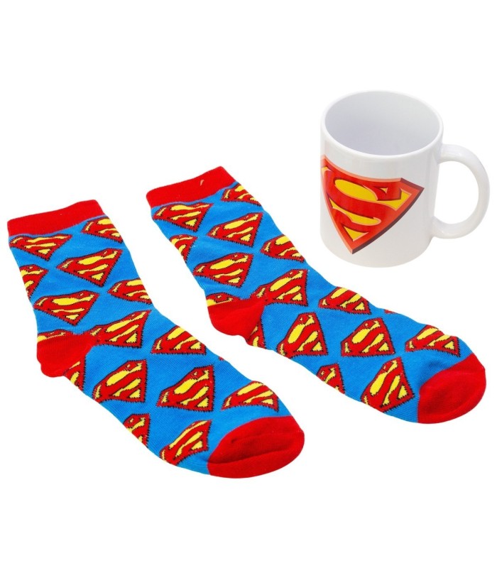 STOR KIDS SOCKS AND CERAMIC MUG 11 OZ SET SUPERMAN ICON