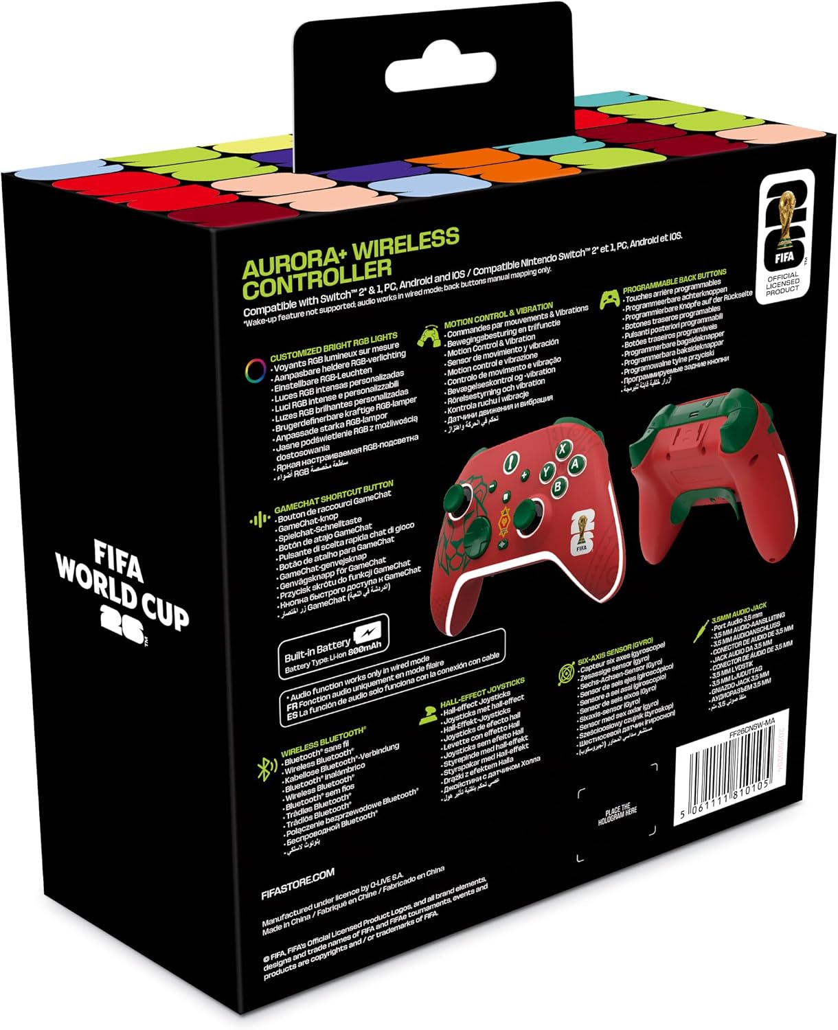 FIFA World Cup 2026™️ Official Licensed Product | AURORA+ Wireless Controller for Switch2*&1, PC, Android and IOS - Morocco