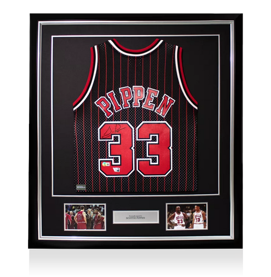 Scottie Pippen Chicago Bulls Autographed Mitchell & Ness Black Pinstripe 1995-96 Swingman Jersey